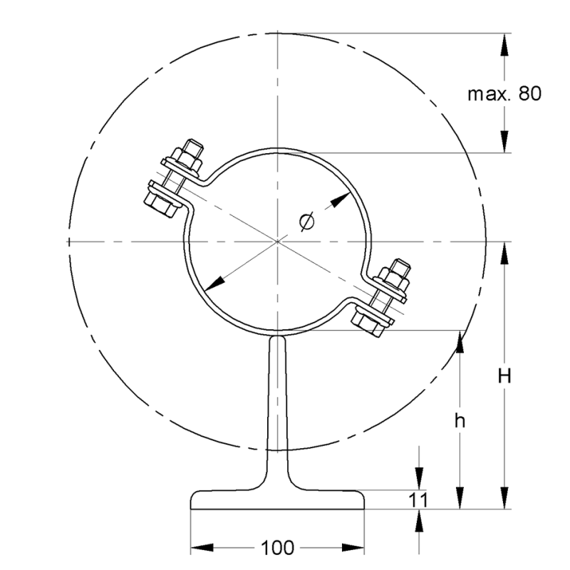 Podpora ślizgowa typ T 108 stal malowana