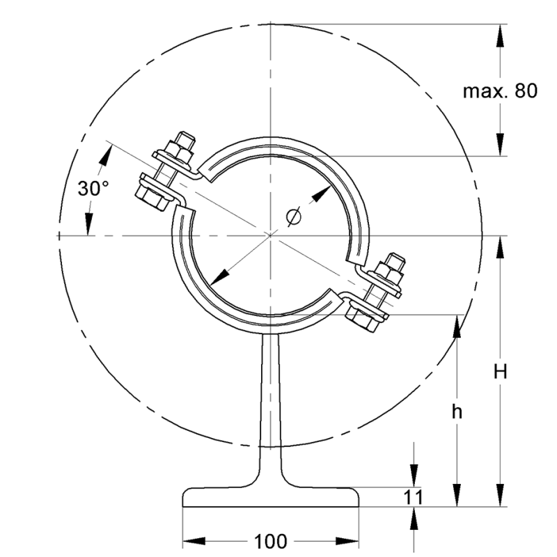 Podpora ślizgowa typ T 168 stal malowana