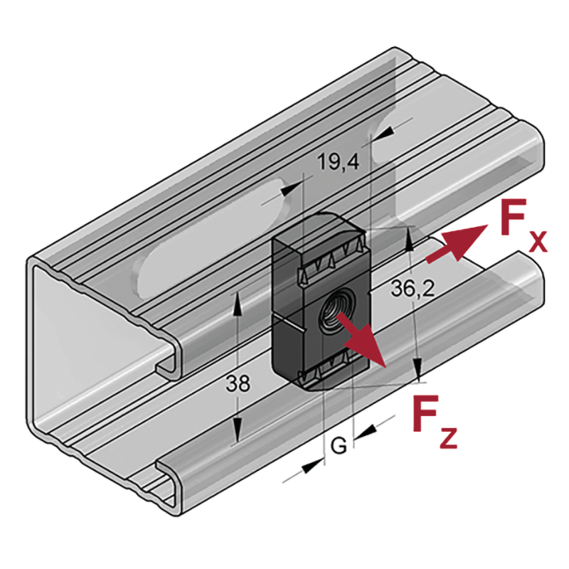 V4A PŁYTKA ZĘBATA TYP S 36x20 M12