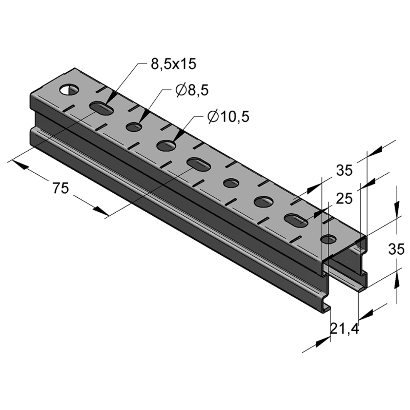 SZYNA MONTAŻOWA STEX 35/35/1,0/2000