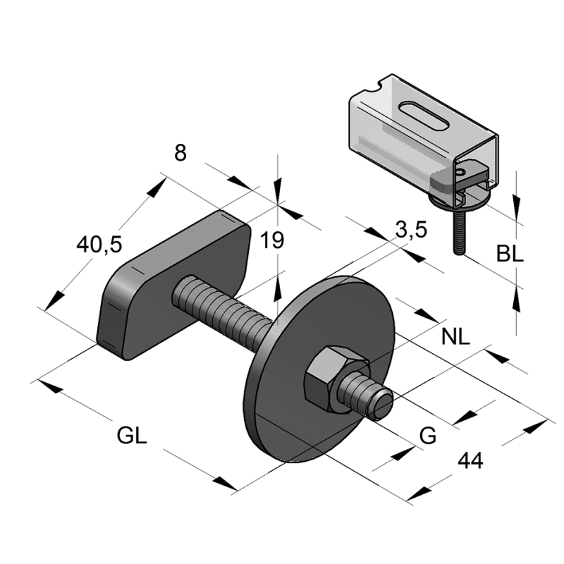 ŚRUBA Z ŁBEM MŁOTECZKOWYM DO SZYN 45 M12/50