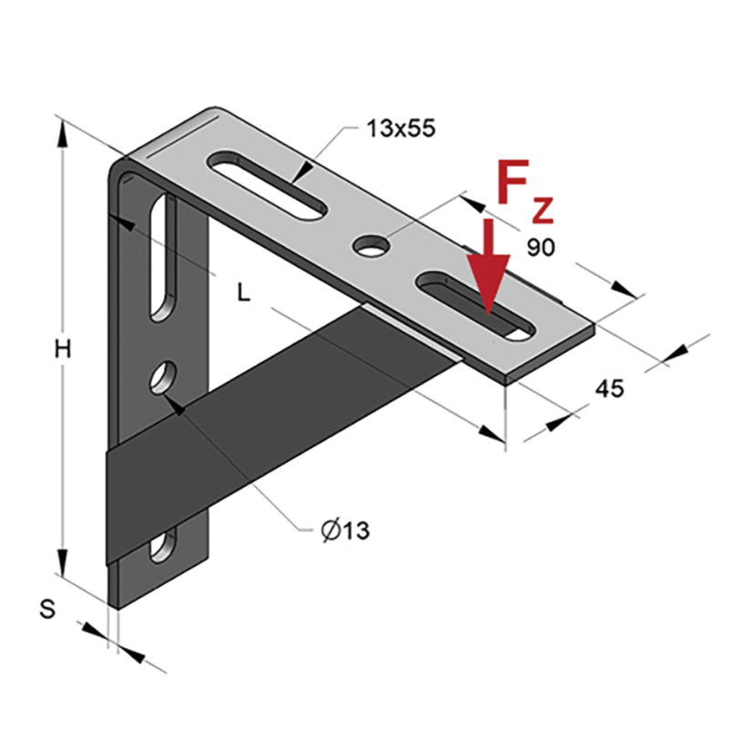 KONSOLA ZE WSPORNIKIEM PODWÓJNYM 200 X 200 X 5