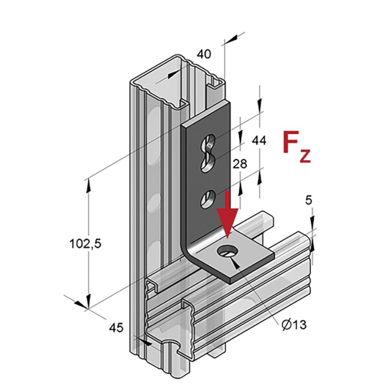 ŁĄCZNIK KĄT. 40/5 Z 3-otw. KRÓTKI