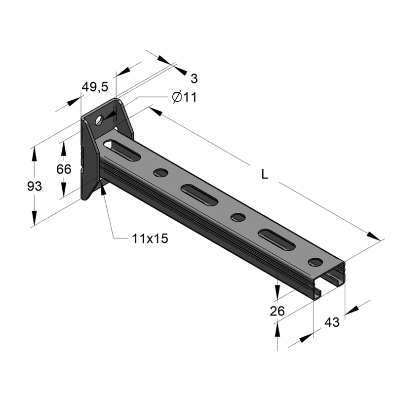 KONSOLA PROFIL 45/26 WZDŁ. 315 mm