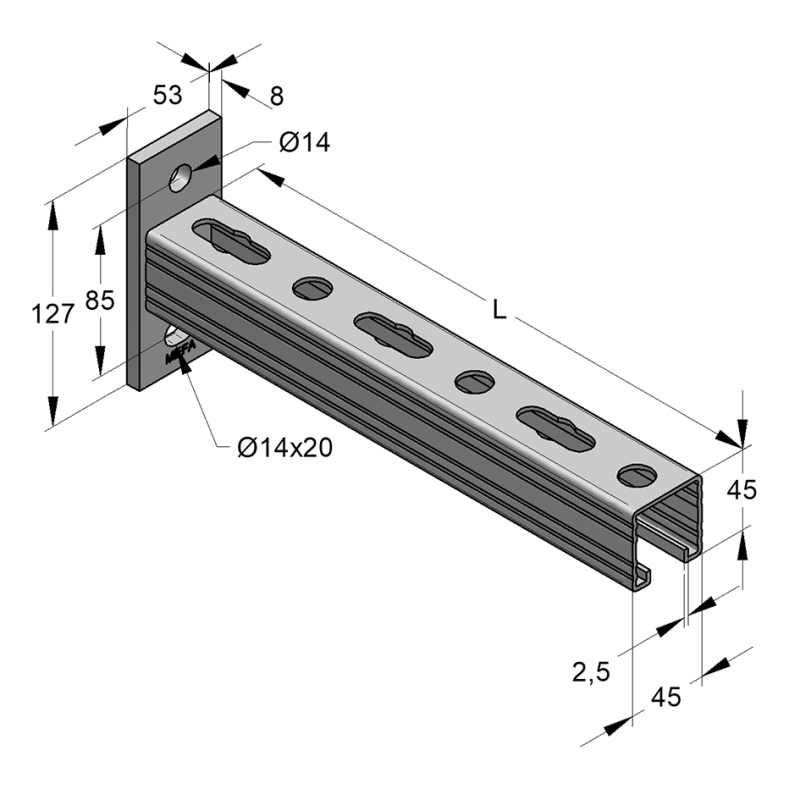 KONSOLA PROFIL 45/45/2,5 WZD. 525