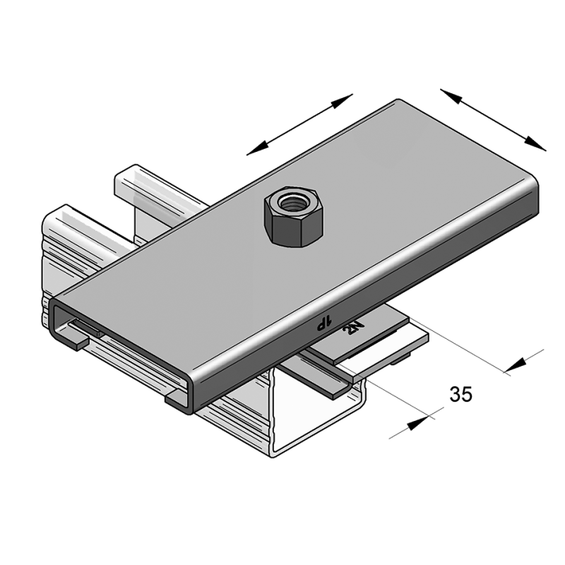 ŚLIZG SZYNOWY DWUOSIOWY GL 100 1 x M12