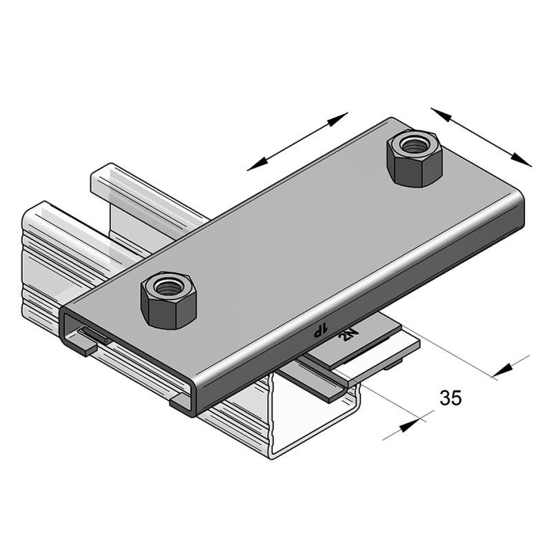 ŚLIZG SZYNOWY DWUOSIOWY GL 100 2 x M16