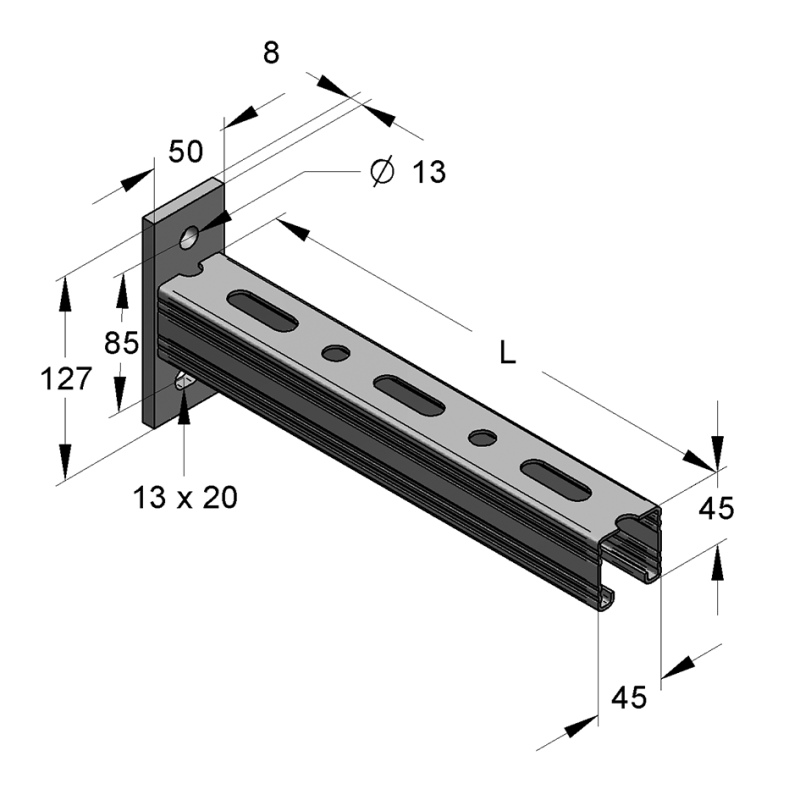 V2A KONSOLA 45/45/2,0 210