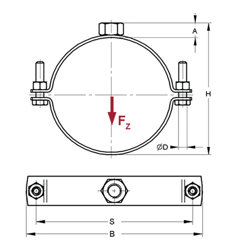 V4A OBEJMA 272-280 M16 BEZ EPDM