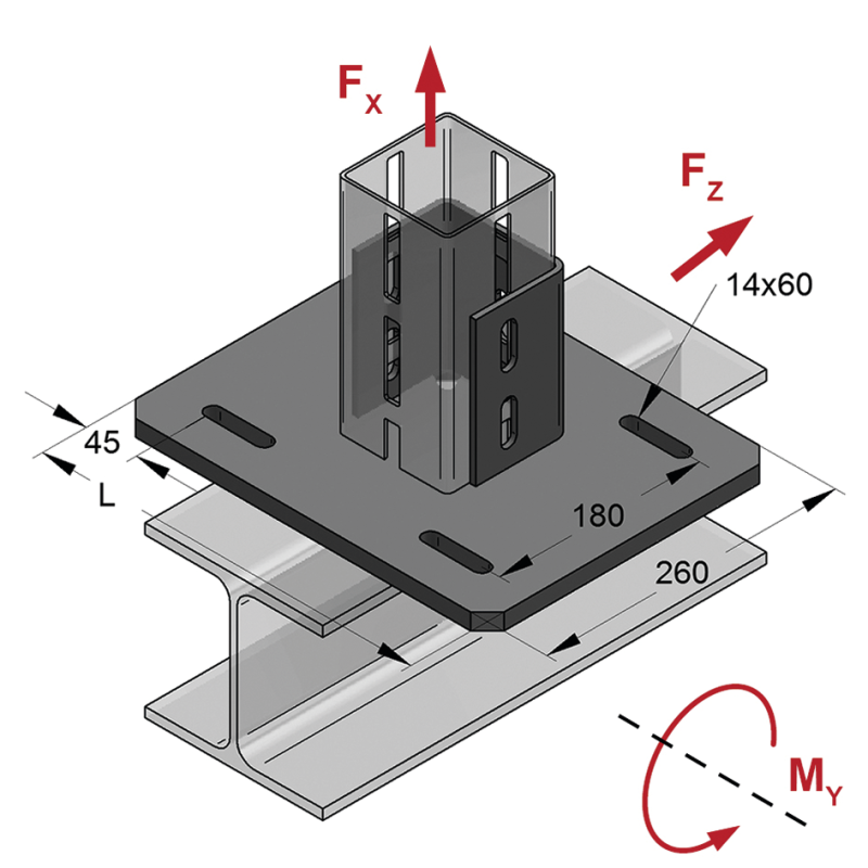 CENTUM UCHWYT WZDŁUŻNY XL100 DO KONSTUKCJI STAL.